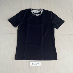 Dark navy blue with white stripes at Crew Neck T-Shirt in 100% cotton sz M